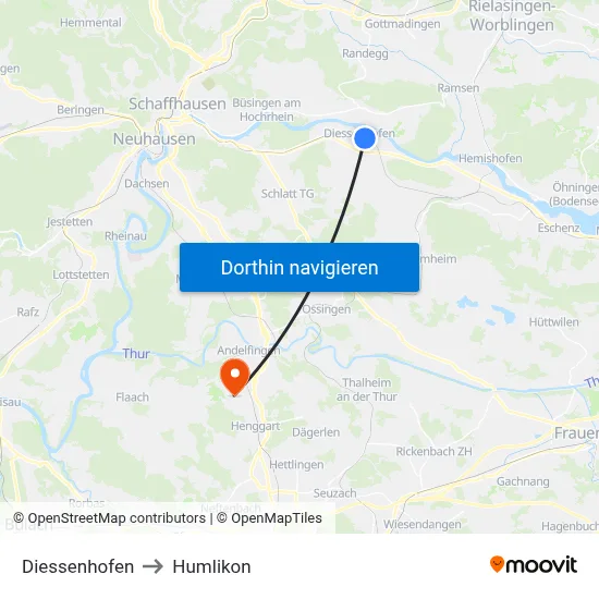 Diessenhofen to Humlikon map
