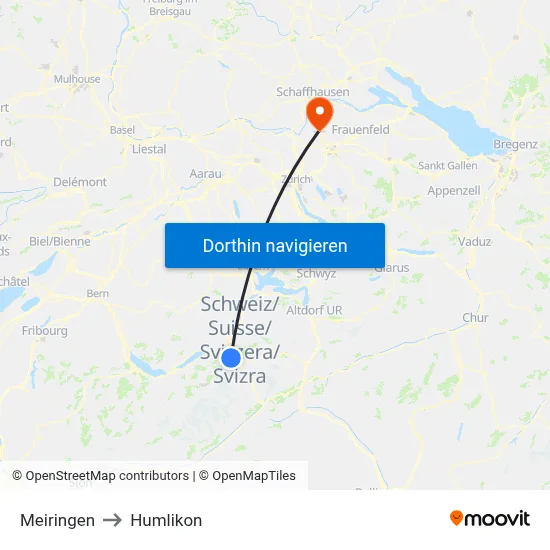Meiringen to Humlikon map