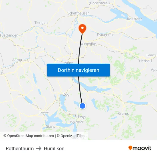 Rothenthurm to Humlikon map