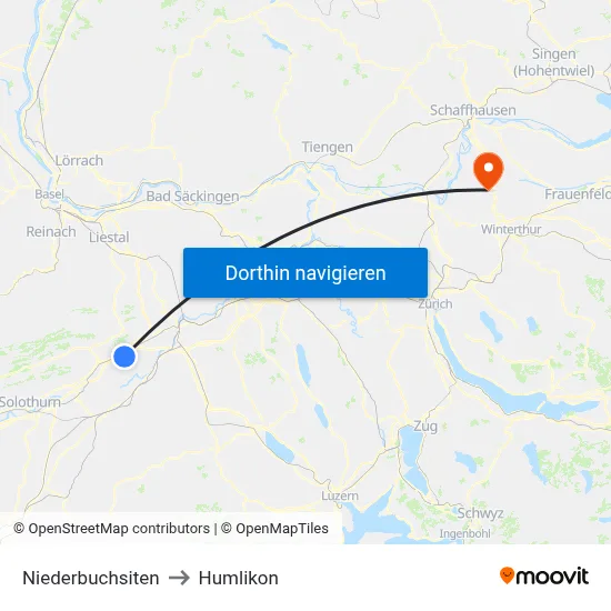 Niederbuchsiten to Humlikon map