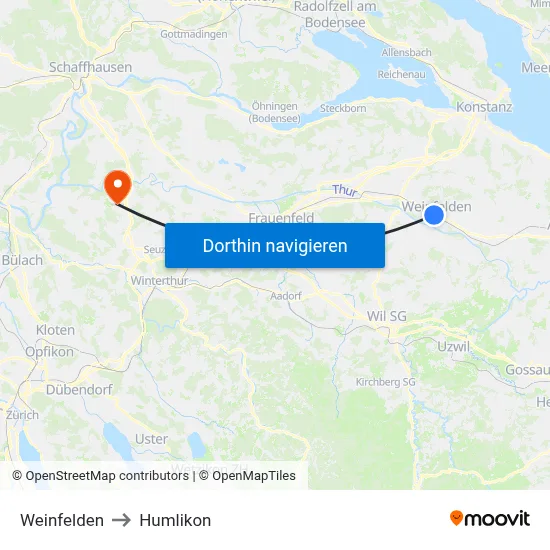 Weinfelden to Humlikon map