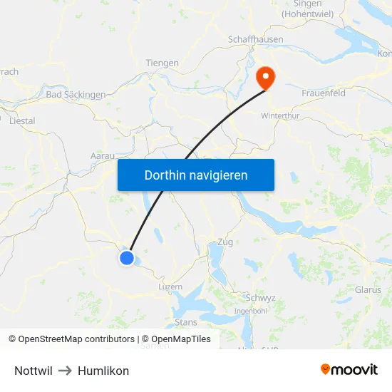 Nottwil to Humlikon map