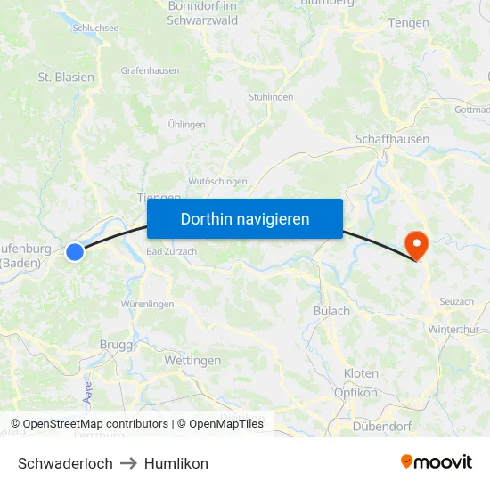 Schwaderloch to Humlikon map