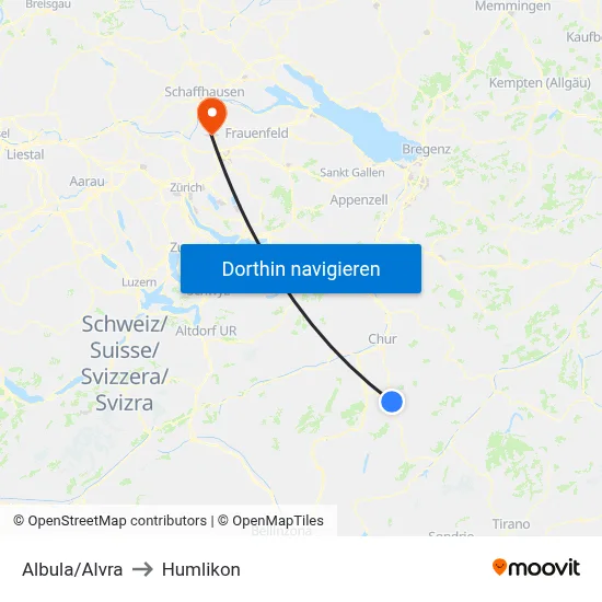 Albula/Alvra to Humlikon map