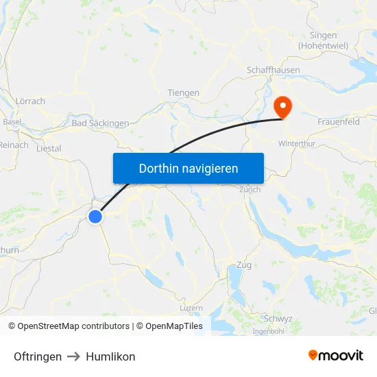 Oftringen to Humlikon map