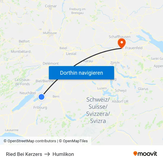 Ried Bei Kerzers to Humlikon map