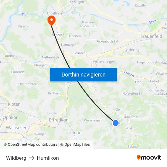 Wildberg to Humlikon map