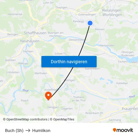 Buch (Sh) to Humlikon map