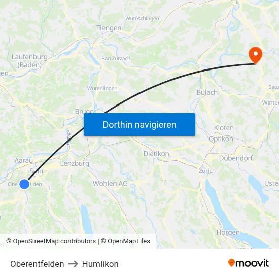 Oberentfelden to Humlikon map