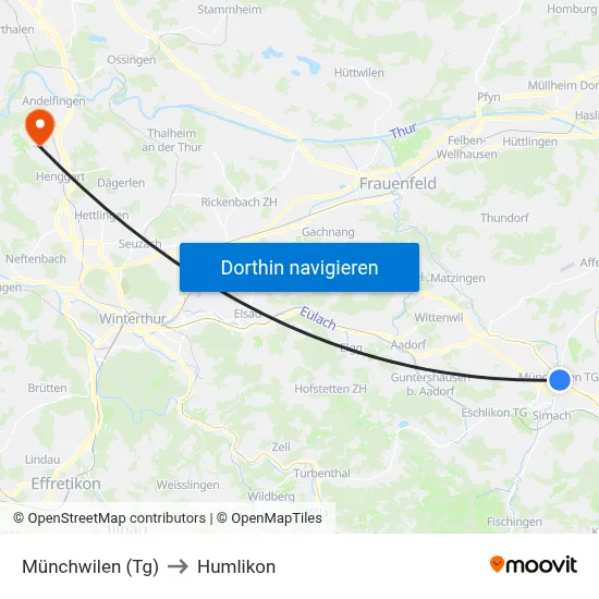 Münchwilen (Tg) to Humlikon map
