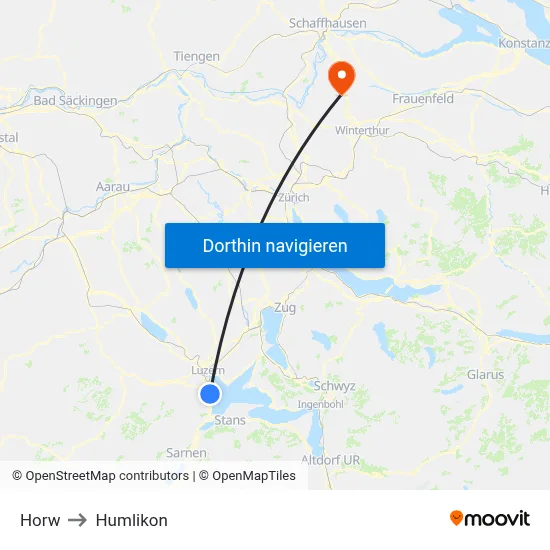 Horw to Humlikon map