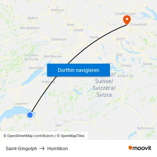 Saint-Gingolph to Humlikon map