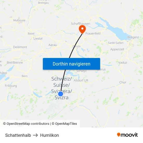 Schattenhalb to Humlikon map