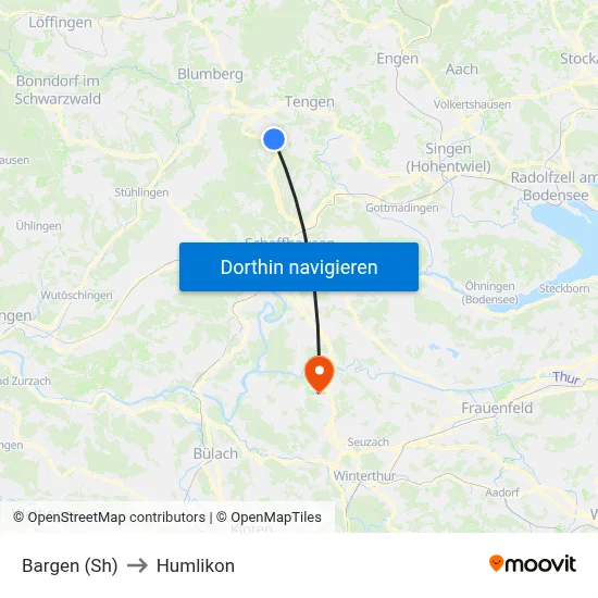 Bargen (Sh) to Humlikon map
