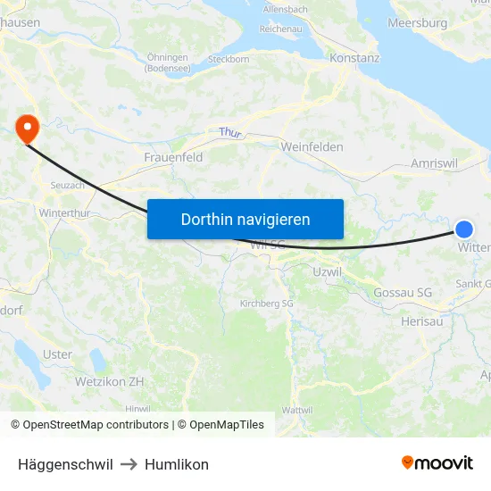 Häggenschwil to Humlikon map