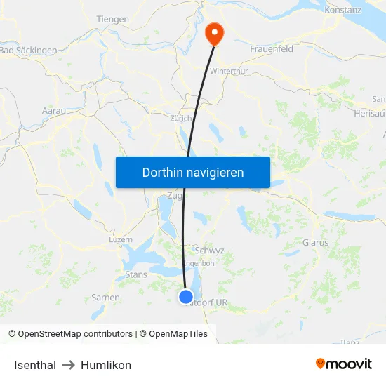 Isenthal to Humlikon map