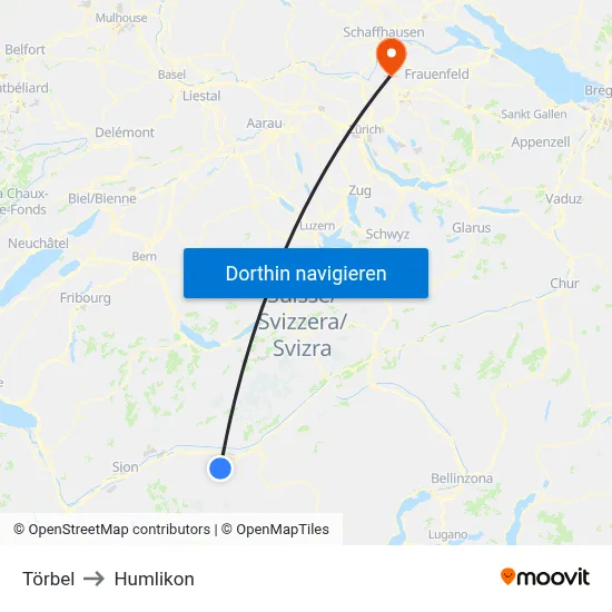 Törbel to Humlikon map