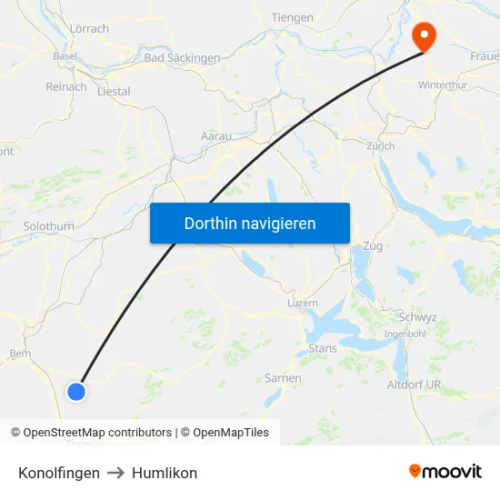 Konolfingen to Humlikon map