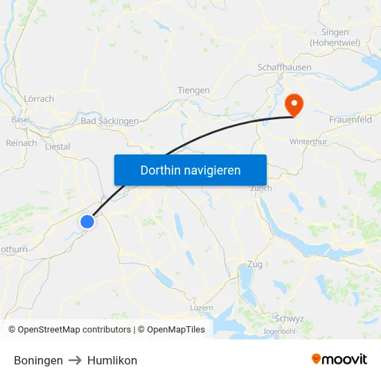Boningen to Humlikon map