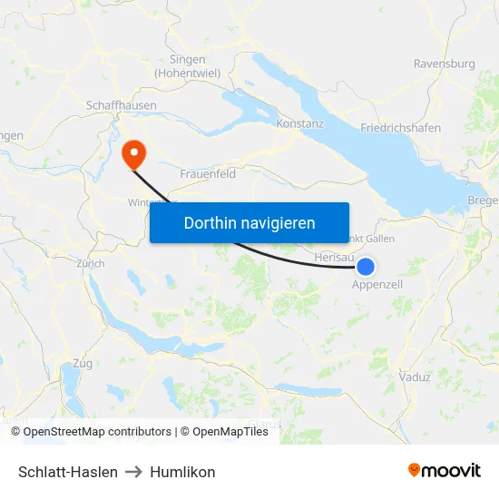 Schlatt-Haslen to Humlikon map