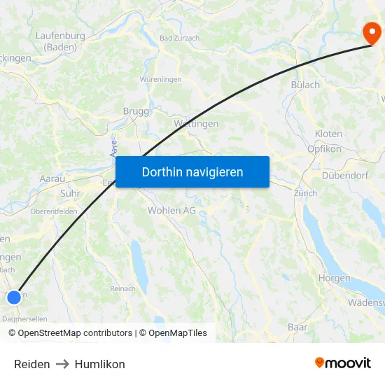 Reiden to Humlikon map