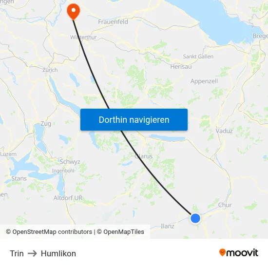 Trin to Humlikon map