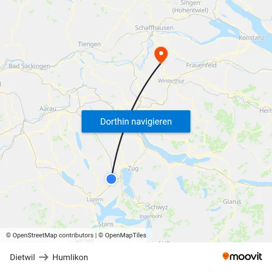 Dietwil to Humlikon map