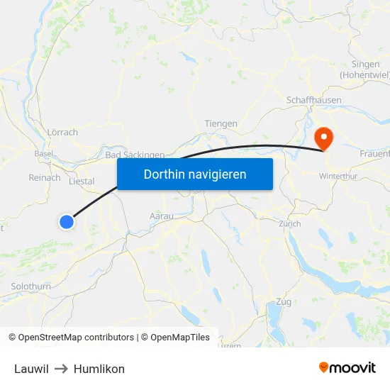 Lauwil to Humlikon map