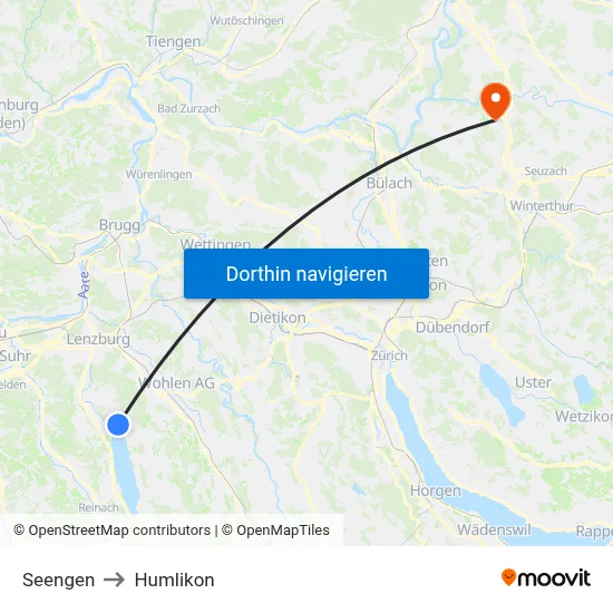 Seengen to Humlikon map