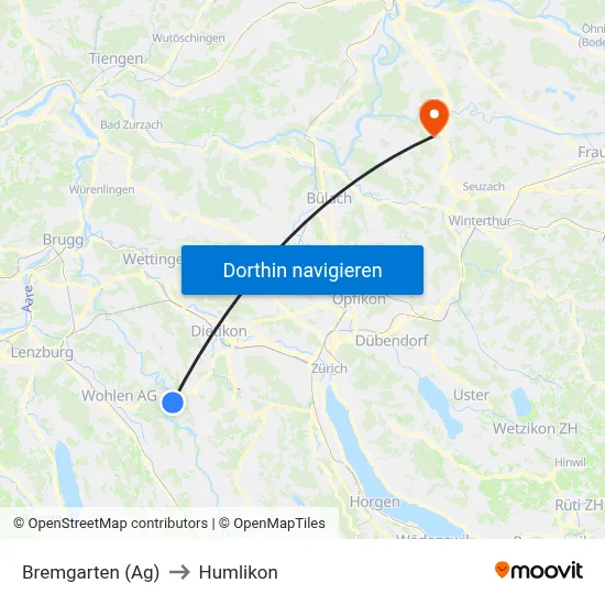 Bremgarten (Ag) to Humlikon map