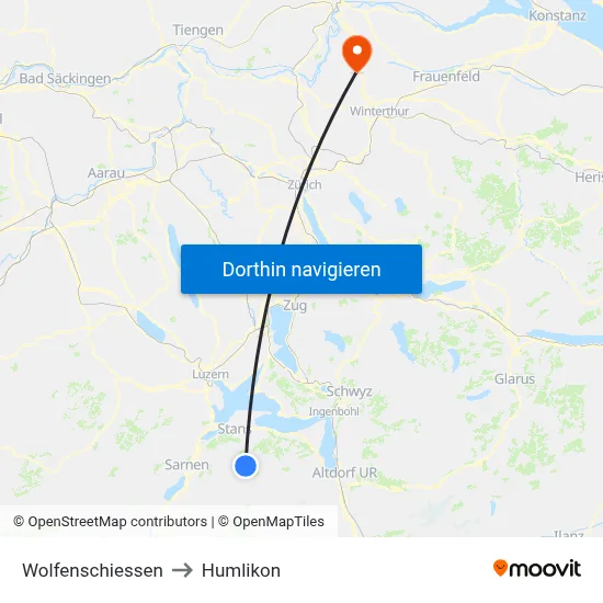 Wolfenschiessen to Humlikon map