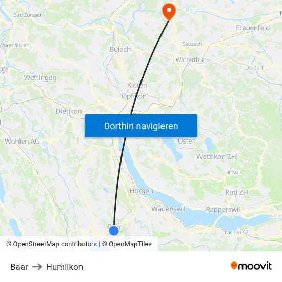 Baar to Humlikon map