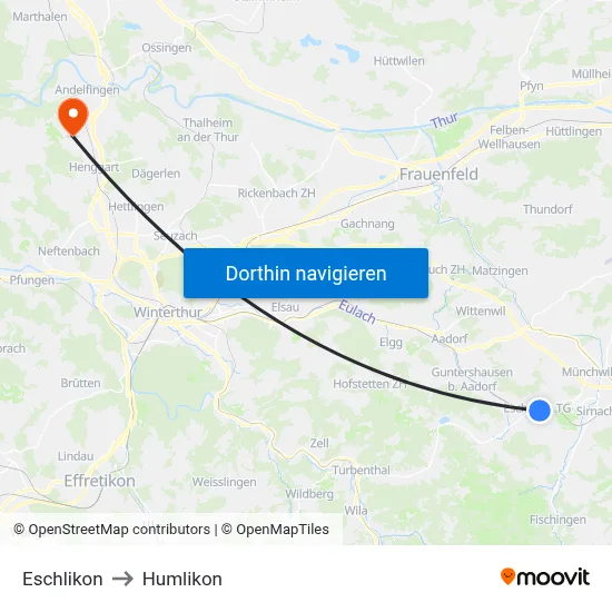 Eschlikon to Humlikon map