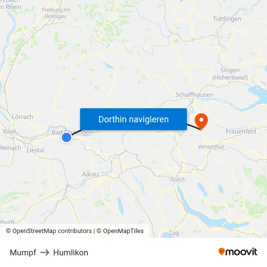 Mumpf to Humlikon map
