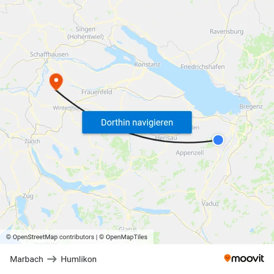 Marbach to Humlikon map