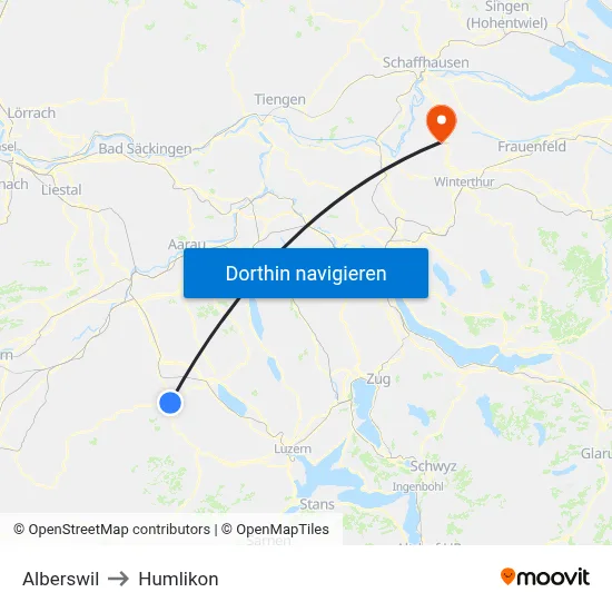 Alberswil to Humlikon map