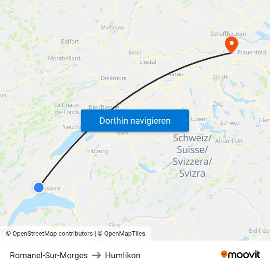 Romanel-Sur-Morges to Humlikon map