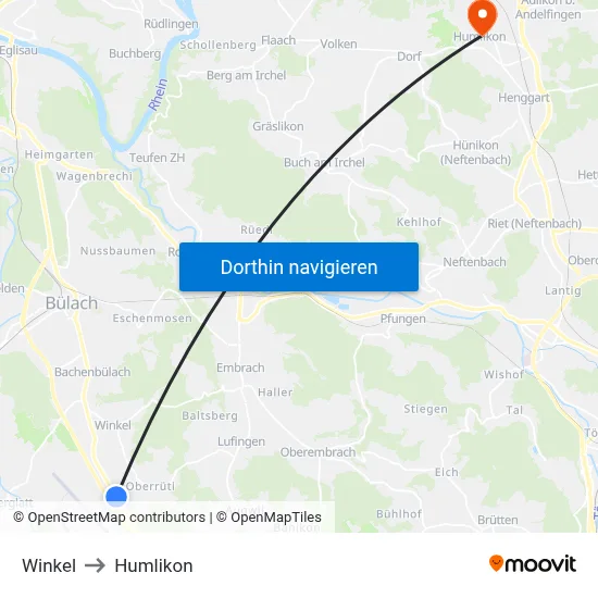 Winkel to Humlikon map