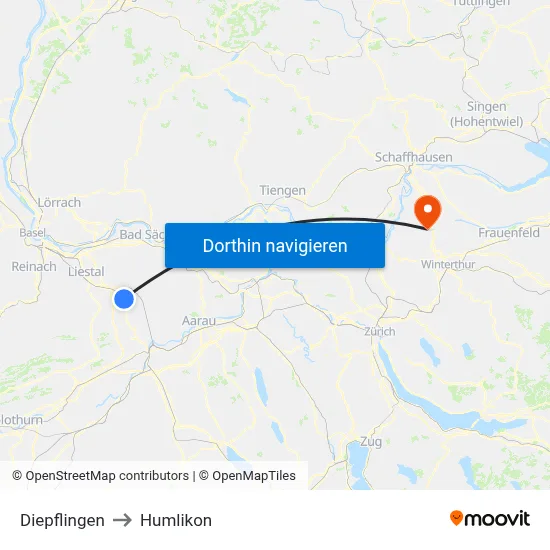 Diepflingen to Humlikon map