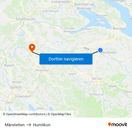 Märstetten to Humlikon map