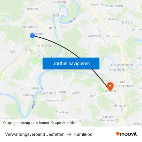 Verwaltungsverband Jestetten to Humlikon map