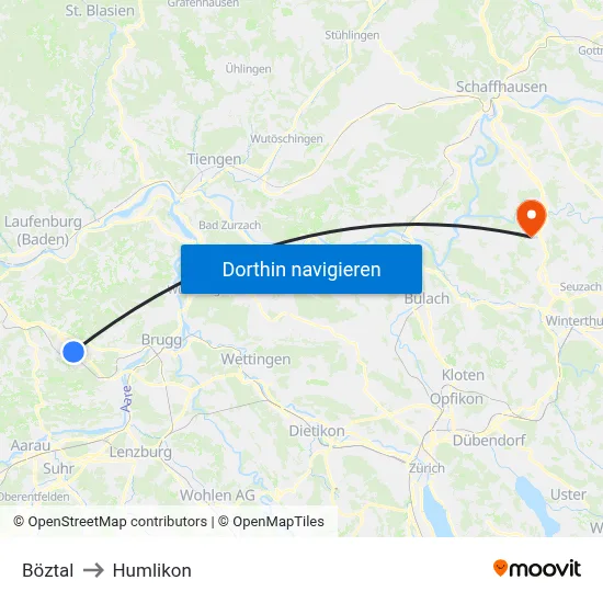 Böztal to Humlikon map