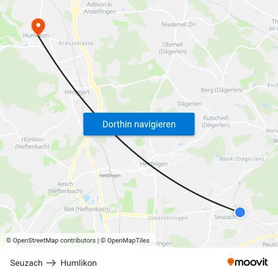 Seuzach to Humlikon map