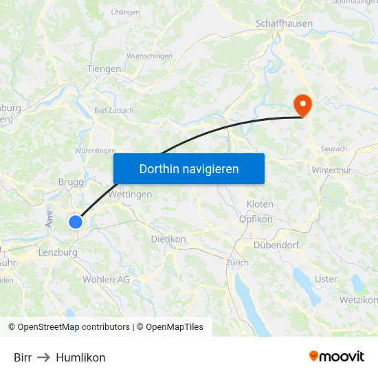 Birr to Humlikon map
