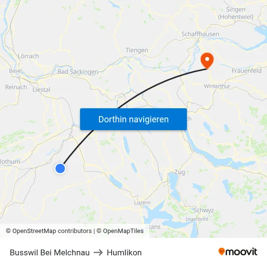 Busswil Bei Melchnau to Humlikon map