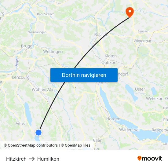 Hitzkirch to Humlikon map