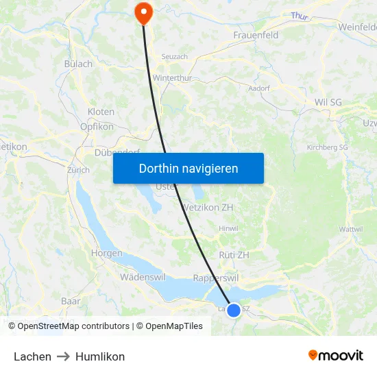 Lachen to Humlikon map