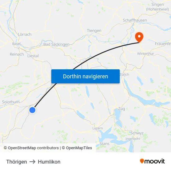 Thörigen to Humlikon map