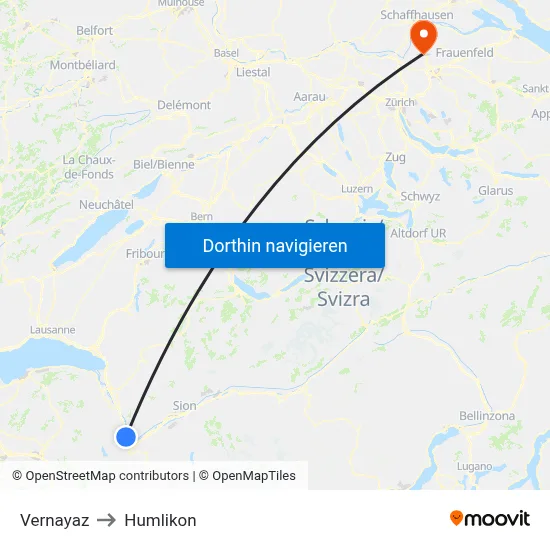 Vernayaz to Humlikon map