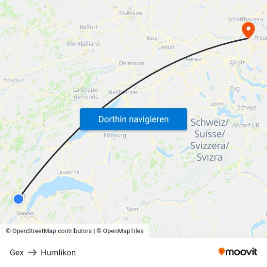 Gex to Humlikon map